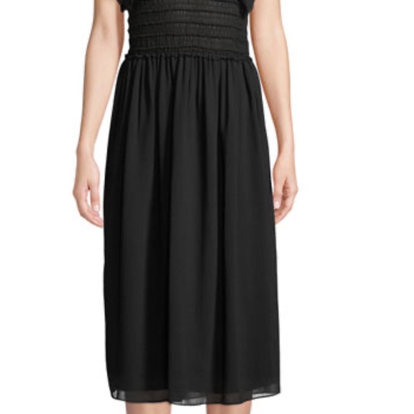 Max Studio Black Sleeveless Ruffle Deep V-Neck Midi Dress size XS - Picture 6 of 12